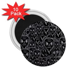 Old Man Monster Motif Black And White Creepy Pattern 2 25  Magnets (10 Pack) 