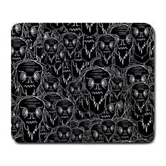 Old Man Monster Motif Black And White Creepy Pattern Large Mousepad