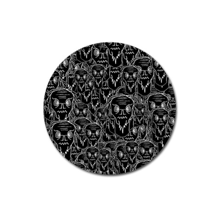 Old man monster motif black and white creepy pattern Magnet 3  (Round)