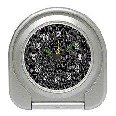 Old Man Monster Motif Black And White Creepy Pattern Travel Alarm Clock