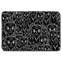 Old Man Monster Motif Black And White Creepy Pattern Large Doormat