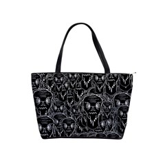 Old Man Monster Motif Black And White Creepy Pattern Classic Shoulder Handbag by dflcprintsclothing