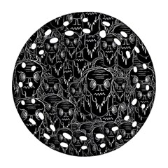 Old man monster motif black and white creepy pattern Ornament (Round Filigree)