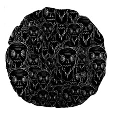 Old Man Monster Motif Black And White Creepy Pattern Large 18  Premium Round Cushions by dflcprintsclothing