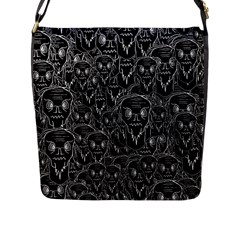 Old man monster motif black and white creepy pattern Flap Closure Messenger Bag (L)