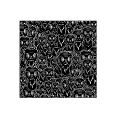 Old Man Monster Motif Black And White Creepy Pattern Satin Bandana Scarf 22  X 22  by dflcprintsclothing