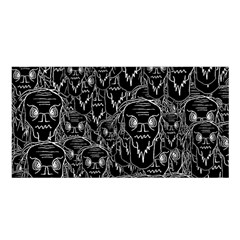 Old Man Monster Motif Black And White Creepy Pattern Satin Shawl 45  X 80  by dflcprintsclothing