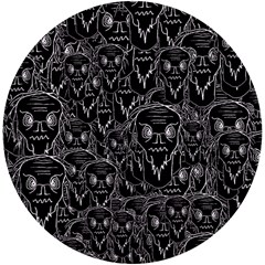 Old Man Monster Motif Black And White Creepy Pattern Uv Print Round Tile Coaster by dflcprintsclothing