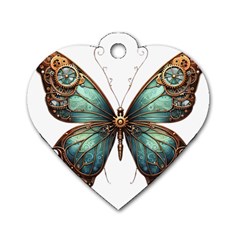 Mechanical Butterfly Dog Tag Heart (one Side)