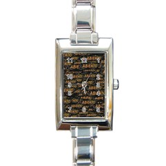 Abierto Neon Lettes Over Glass Motif Pattern Rectangle Italian Charm Watch