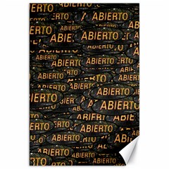 Abierto Neon Lettes Over Glass Motif Pattern Canvas 20  X 30 