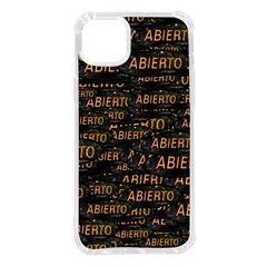 Abierto Neon Lettes Over Glass Motif Pattern Iphone 14 Plus Tpu Uv Print Case by dflcprintsclothing