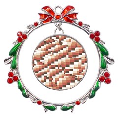 Chromaticmosaic Print Pattern Metal X mas Wreath Ribbon Ornament by dflcprintsclothing