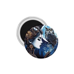 Steampunk Woman With Owl 2 Steampunk Woman With Owl Woman With Owl Strap 1 75  Magnets