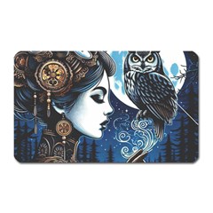 Steampunk Woman With Owl 2 Steampunk Woman With Owl Woman With Owl Strap Magnet (rectangular)