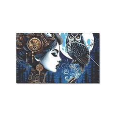 Steampunk Woman With Owl 2 Steampunk Woman With Owl Woman With Owl Strap Sticker Rectangular (100 Pack)