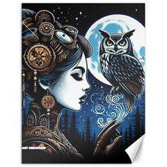 Steampunk Woman With Owl 2 Steampunk Woman With Owl Woman With Owl Strap Canvas 18  X 24 