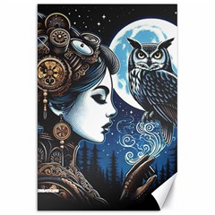 Steampunk Woman With Owl 2 Steampunk Woman With Owl Woman With Owl Strap Canvas 20  X 30 