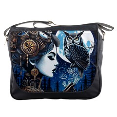 Steampunk Woman With Owl 2 Steampunk Woman With Owl Woman With Owl Strap Messenger Bag
