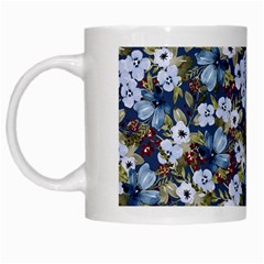 Blue Flowers Dark Blue Flowers White Mug