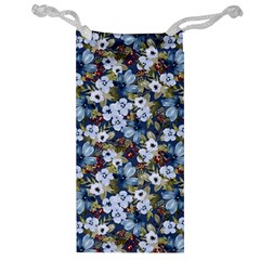 Blue Flowers Dark Blue Flowers Jewelry Bag