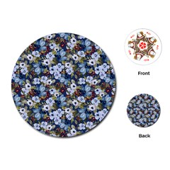 Blue Flowers Dark Blue Flowers Playing Cards Single Design (round)