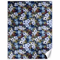 Blue Flowers Dark Blue Flowers Canvas 18  X 24  by DinkovaArt