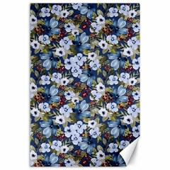 Blue Flowers Dark Blue Flowers Canvas 24  X 36 