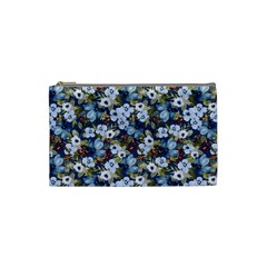 Blue Flowers Dark Blue Flowers Cosmetic Bag (small)