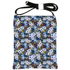 Blue Flowers Dark Blue Flowers Shoulder Sling Bag