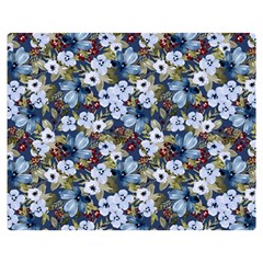 Blue Flowers Dark Blue Flowers Two Sides Premium Plush Fleece Blanket (teen Size)