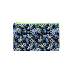 Blue Flowers Dark Blue Flowers Cosmetic Bag (xs)