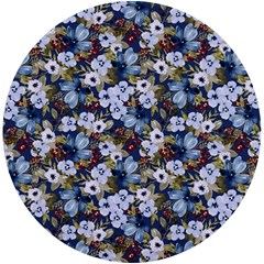 Blue Flowers Dark Blue Flowers Uv Print Round Tile Coaster