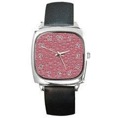 Sweet Emoji Canvas Print Pattern Square Metal Watch