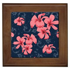 5902244 Pink Blue Illustrated Pattern Flowers Square Pillow Framed Tile