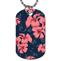 5902244 Pink Blue Illustrated Pattern Flowers Square Pillow Dog Tag (two Sides)