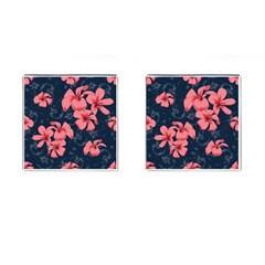 5902244 Pink Blue Illustrated Pattern Flowers Square Pillow Cufflinks (square)