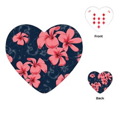 5902244 Pink Blue Illustrated Pattern Flowers Square Pillow Playing Cards Single Design (heart)