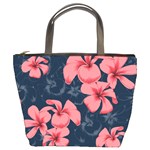 5902244 Pink Blue Illustrated Pattern Flowers Square Pillow Bucket Bag Front