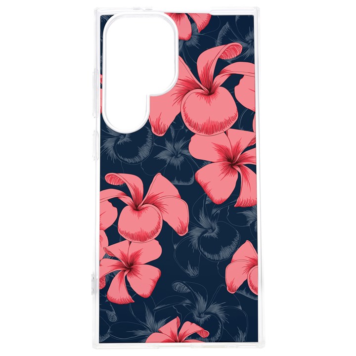 5902244 Pink Blue Illustrated Pattern Flowers Square Pillow Samsung Galaxy S24 Plus 6.7 Inch TPU UV Case