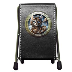 Maine Coon Explorer Pen Holder Desk Clock by CKArtCreations