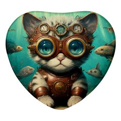 Underwater Explorer Heart Glass Fridge Magnet (4 Pack) by CKArtCreations