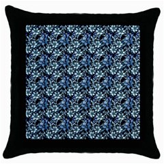 Blue Flowers 001 Throw Pillow Case (black)