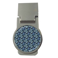 Blue Flowers 001 Money Clips (round) 