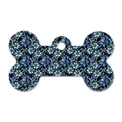 Blue Flowers 001 Dog Tag Bone (two Sides)