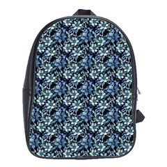 Blue Flowers 001 School Bag (large)