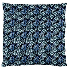 Blue Flowers 001 Large Premium Plush Fleece Cushion Case (one Side)