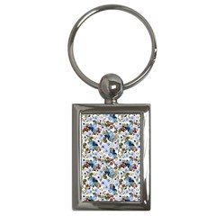 Blue Flowers Key Chain (rectangle)