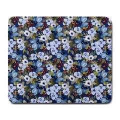 Blue Flowers 2 Large Mousepad