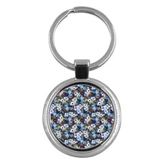 Blue Flowers 2 Key Chain (round)